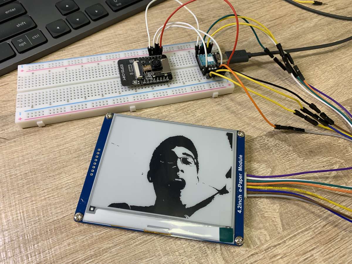 First photo display in treshold