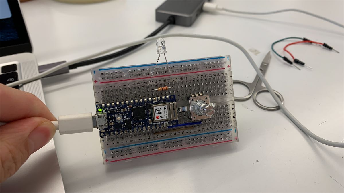 Circuit on breadboard