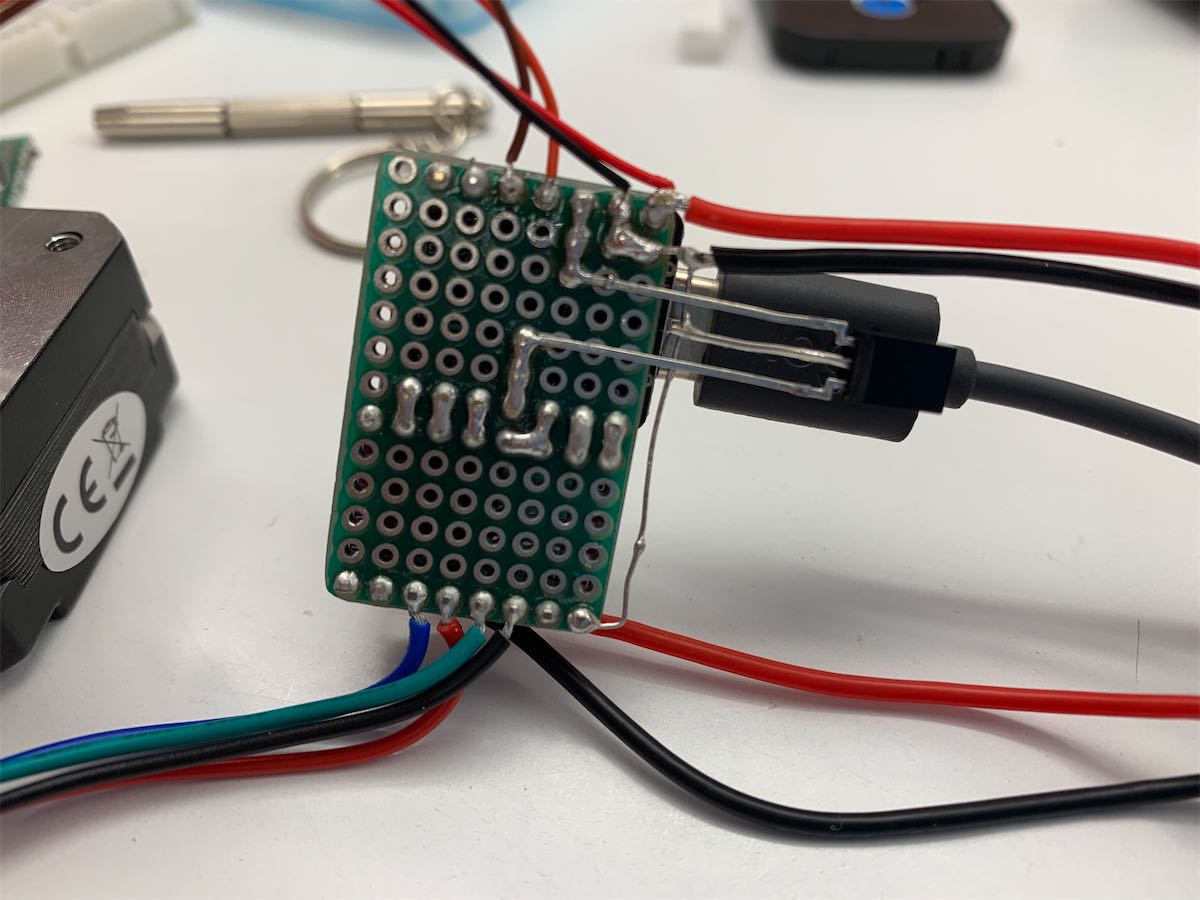 protoboard with several soldered joint